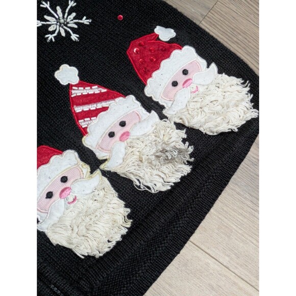 Classic Elements Cardigan Christmas Women's M Black Zip 3D Santa Christmas Party - Picture 3 of 11